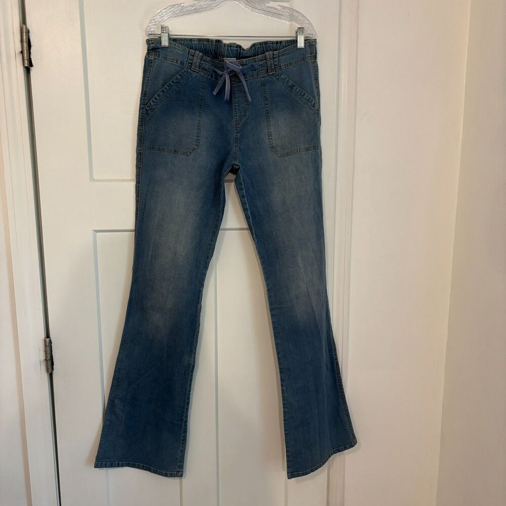 RG Maternity size Large Drawstring Stretch Kick Flare Y2K Denim Jeans